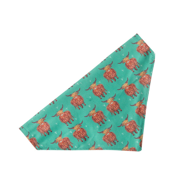 eco chic Eco Chic Recycled Dog Bandana - Highland Cow Teal