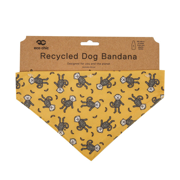 Eco Chic Eco Chic Recycled Dog Bandana - Monkeys Mustard