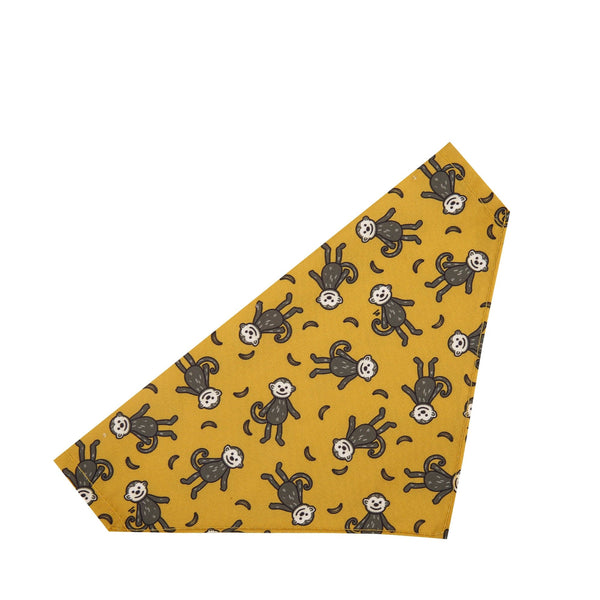 eco chic Eco Chic Recycled Dog Bandana - Monkeys Mustard