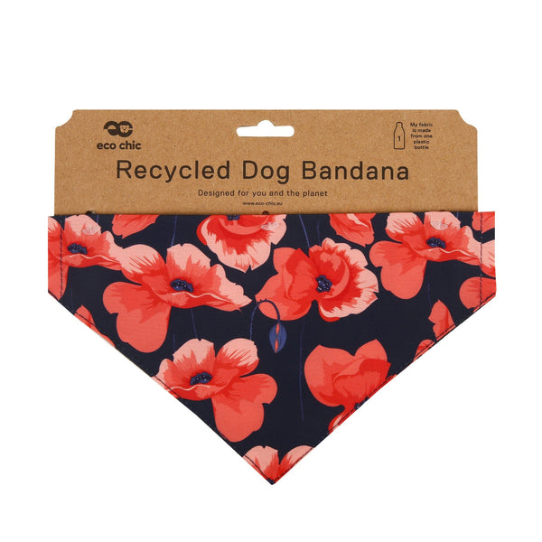 Eco Chic Eco Chic Recycled Dog Bandana - Poppies Navy