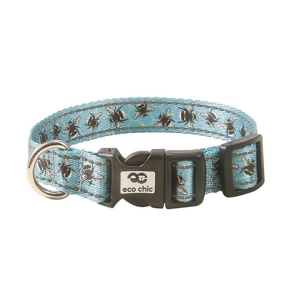 eco chic Eco Chic Recycled Dog Collar - Bumble Bees Blue