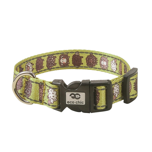 eco chic Eco Chic Recycled Dog Collar - Cute Sheep Green