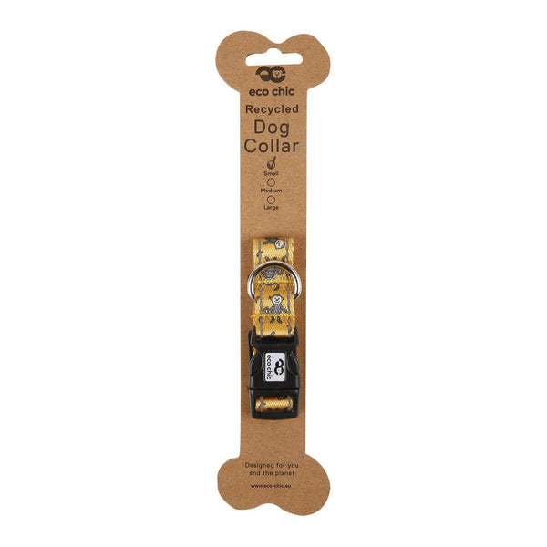 Eco Chic Eco Chic Recycled Dog Collar - Monkeys Mustard