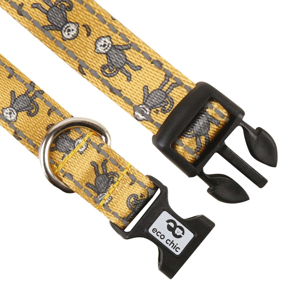 Eco Chic Eco Chic Recycled Dog Collar - Monkeys Mustard