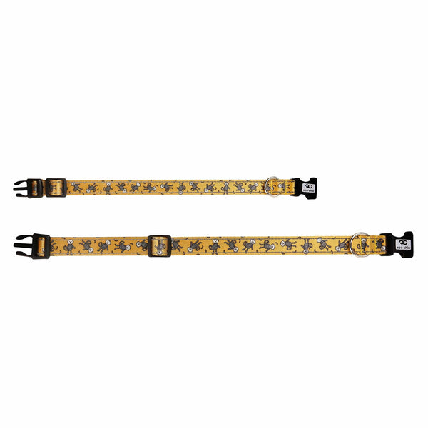 Eco Chic Eco Chic Recycled Dog Collar - Monkeys Mustard