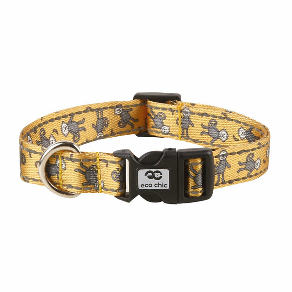 eco chic Eco Chic Recycled Dog Collar - Monkeys Mustard
