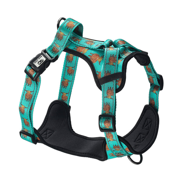 eco chic Eco Chic Recycled Dog Harness - Highland Cow Teal