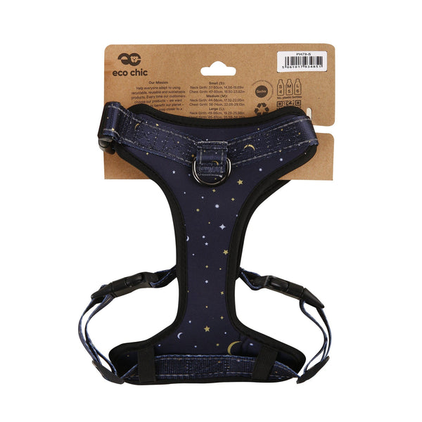 Eco Chic Eco Chic Recycled Dog Harness - Stars And Moons Navy