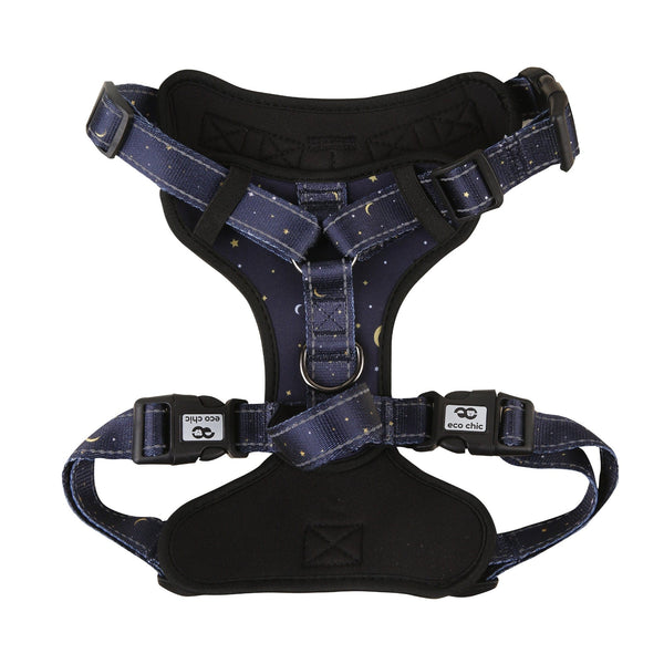 Eco Chic Eco Chic Recycled Dog Harness - Stars And Moons Navy