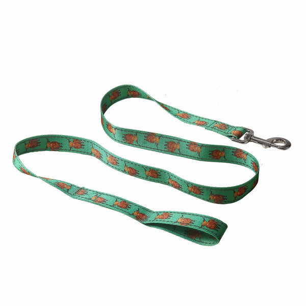 eco chic Eco Chic Recycled Dog Lead - Highland Cows Teal