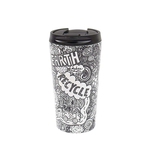 eco chic Eco Chic Thermal Coffee Cup Save the Planet (Black and White)