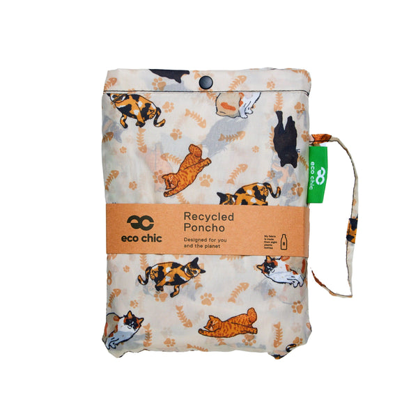 Eco Chic Eco Chic Waterproof Foldable Adult Poncho Beloved Cats