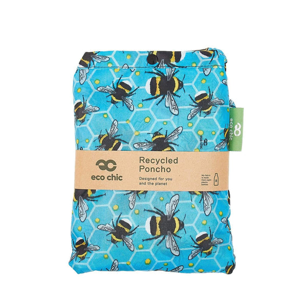 Eco Chic Eco Chic Waterproof Foldable Adult Poncho Bumble Bees