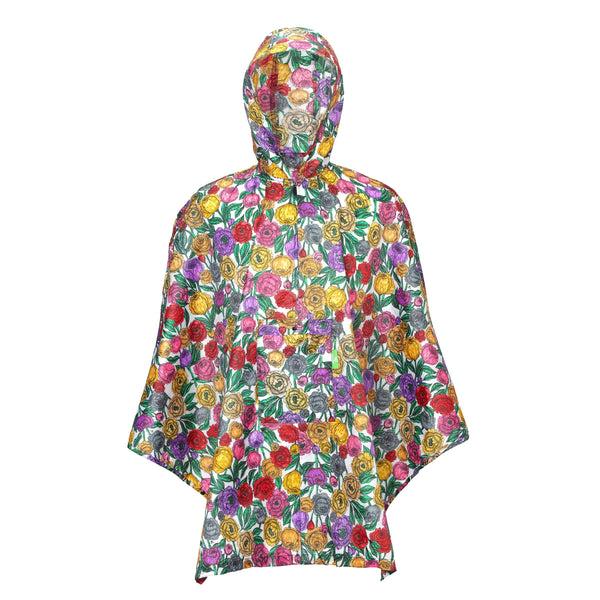 eco chic Eco Chic Waterproof Foldable Adult Poncho Peonies