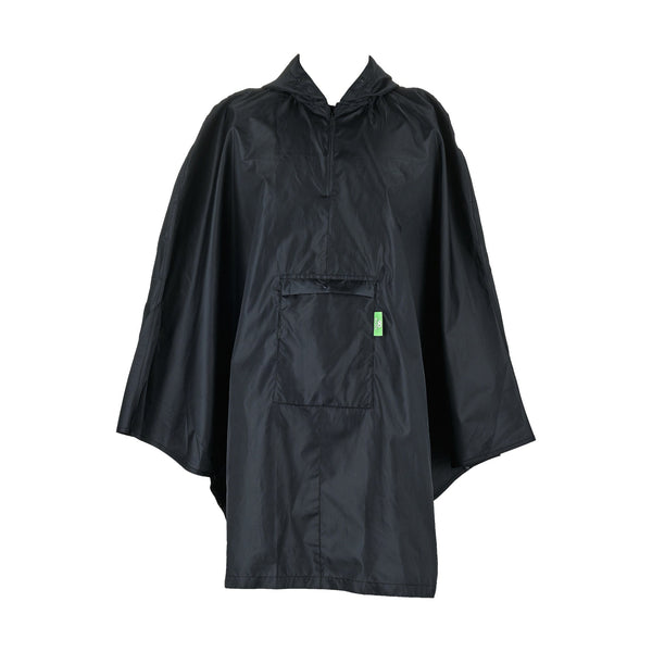 eco chic Eco Chic Waterproof Foldable Adult Poncho Solid Black