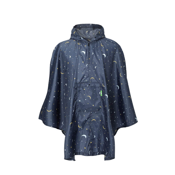 Eco Chic Eco Chic Waterproof Foldable Adult Poncho Stars And Moons