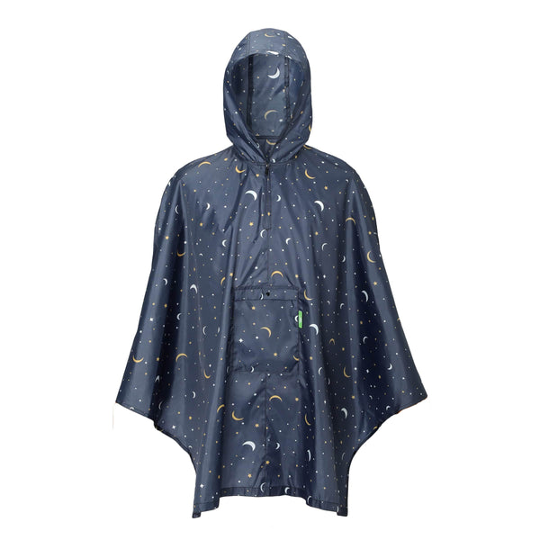 eco chic Eco Chic Waterproof Foldable Adult Poncho Stars and Moons