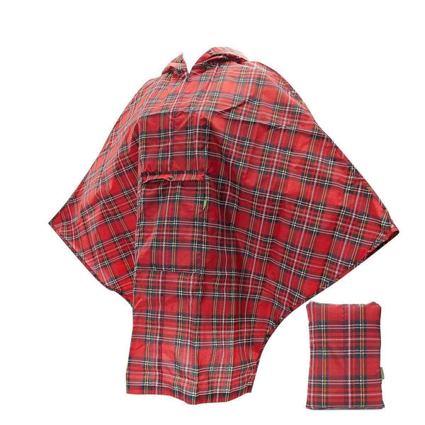 Eco Chic Eco Chic Waterproof Foldable Adult Poncho Tartan