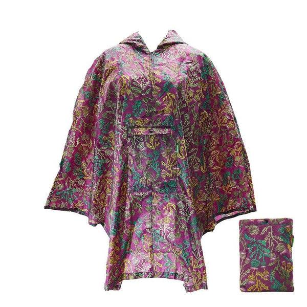 eco chic Eco Chic Waterproof Foldable Adult Poncho Thistle