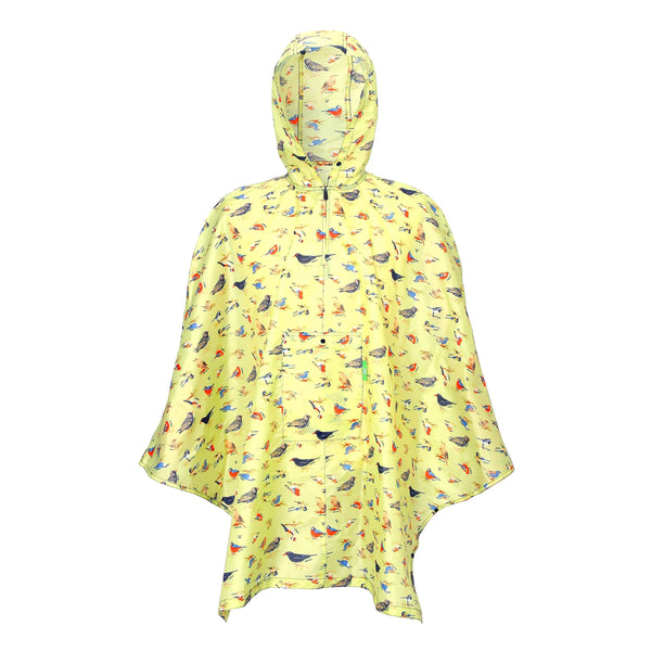 eco chic Eco Chic Waterproof Foldable Adult Poncho Wild Birds