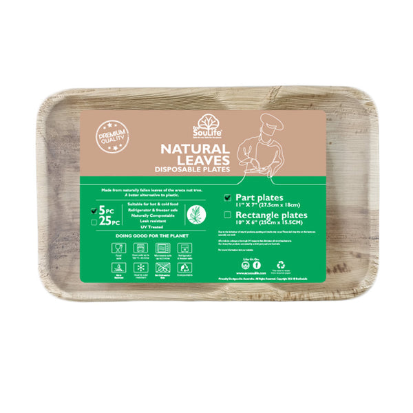 ecosoulife Areca Nut Leaf Divided Plate 5PC