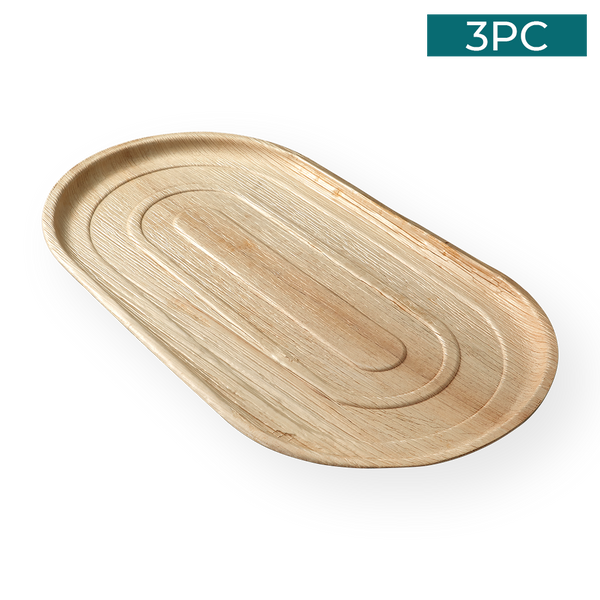 Ecosoulife Areca Nut Leaf Large Serving Trays 3PC