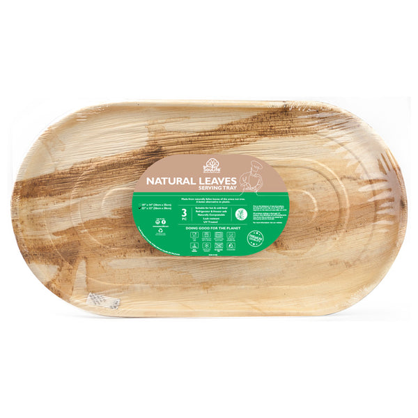 ecosoulife Areca Nut Leaf Large Serving Trays 3PC