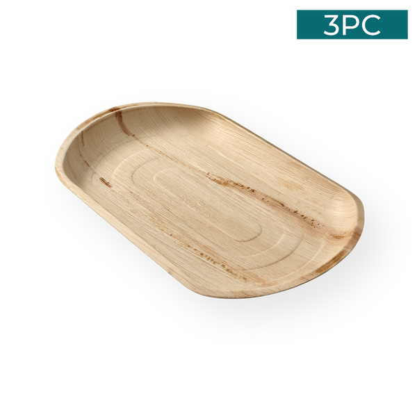 Ecosoulife Areca Nut Leaf Medium Serving Trays 3PC