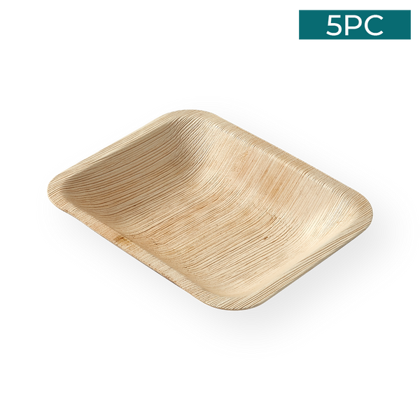 Ecosoulife Areca Nut Leaf Rectangular Plate 5PC