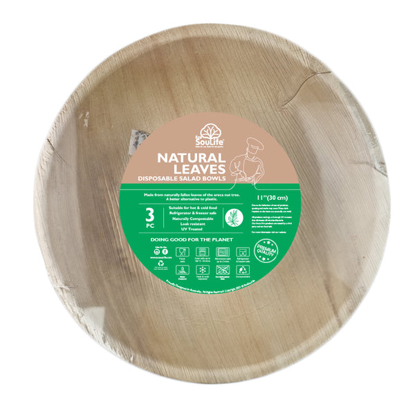 ecosoulife Areca Nut Leaf Salad Bowl 3PC