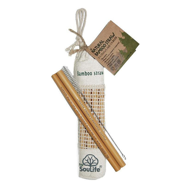 ecosoulife Natural Bamboo Straws Set