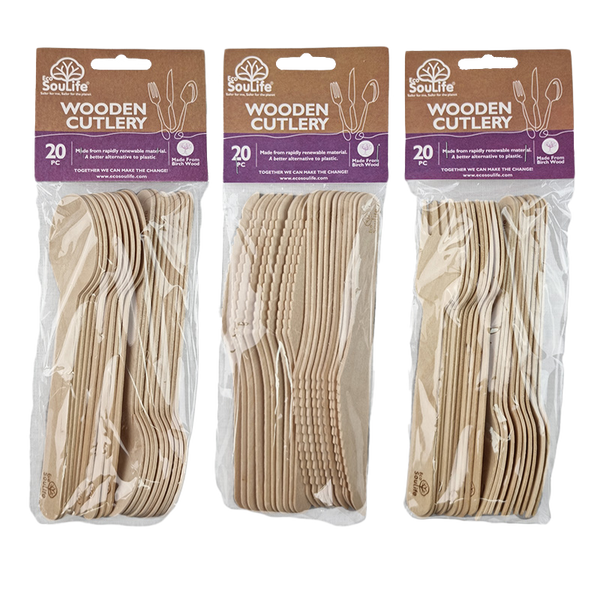 Ecosoulife Wooden Cutlery 20PC