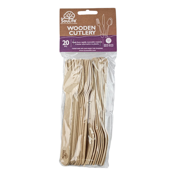 Ecosoulife Wooden Cutlery 20PC