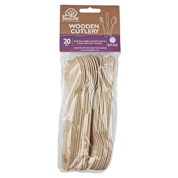 ecosoulife Wooden Cutlery 20PC