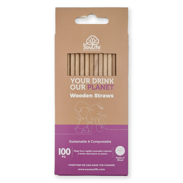 ecosoulife Wooden Straws 100PC