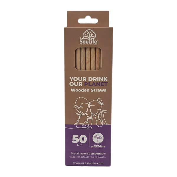 Ecosoulife Wooden Straws 50PC