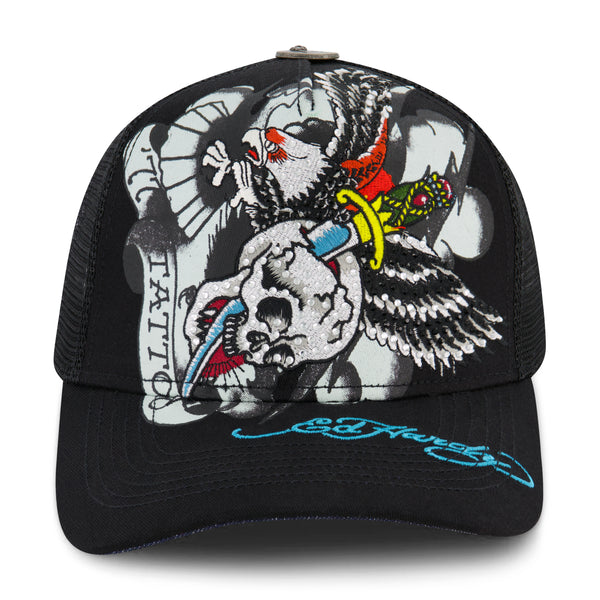 ed hardy 77 Eagle Rhinestone Trucker Hat