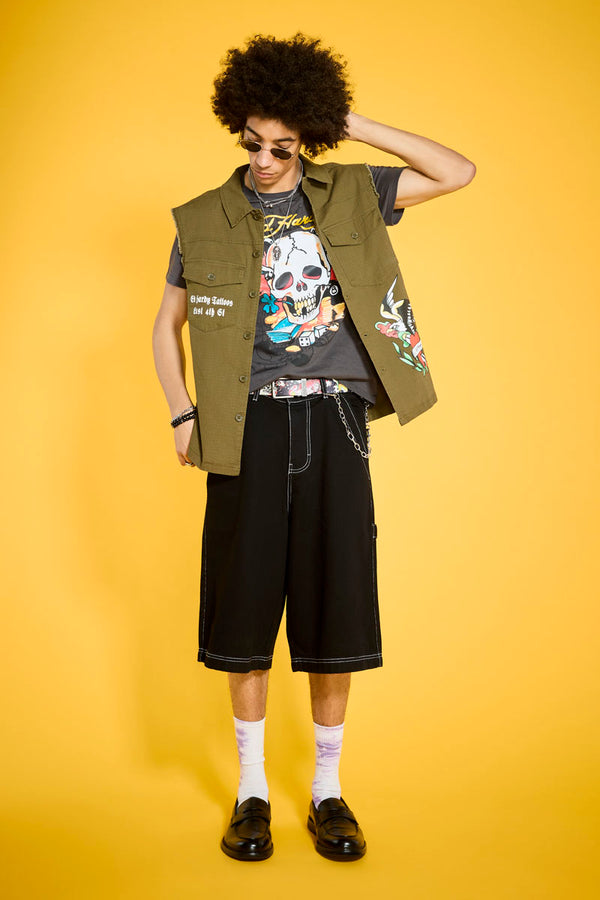 Ed Hardy Ace Skull Throwback Graphic Tee