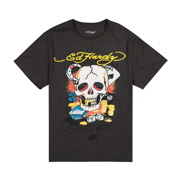 ed hardy Ace Skull Throwback Graphic Tee