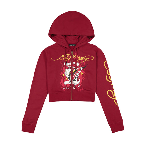 ed hardy Amor Butterfly Cropped Hoodie