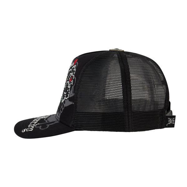 Ed Hardy Black Rose Rhinestone Trucker Hat