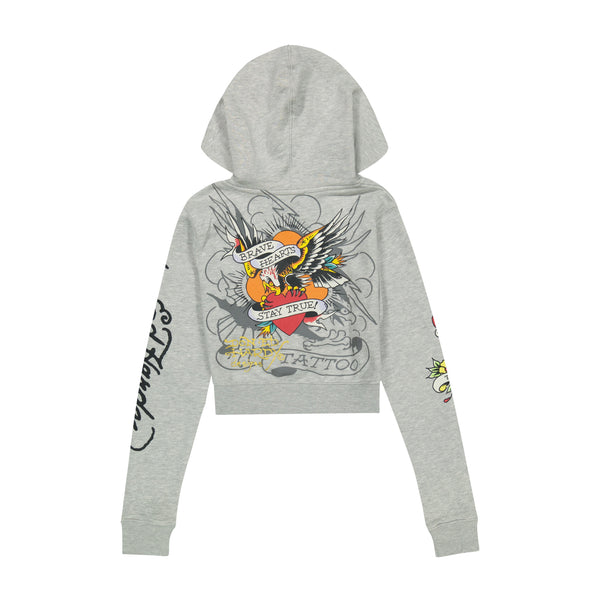 Ed Hardy Brave Eagle Cropped Hoodie