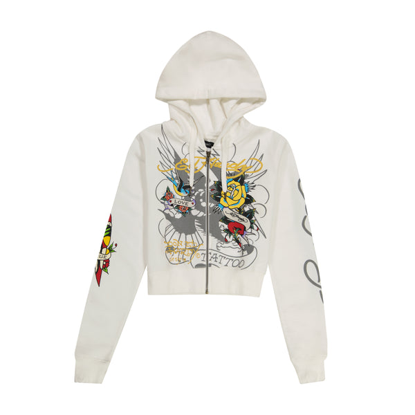 ed hardy Brave Eagle Cropped Hoodie