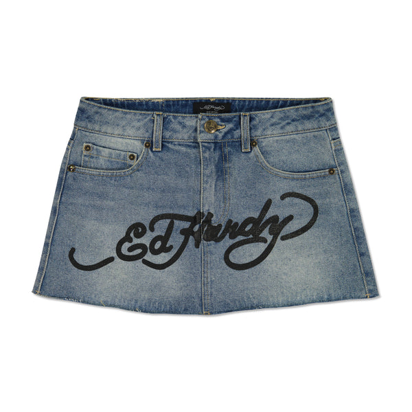 ed hardy Brave Eagle Mini Denim Skirt