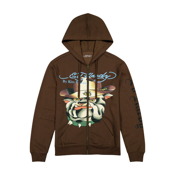 ed hardy Bulldog Zip Front Hoodie