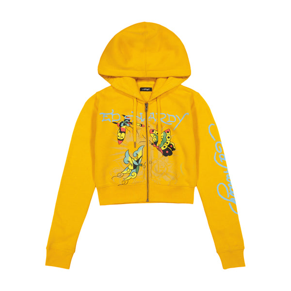 ed hardy Butterflies Cropped Hoodie