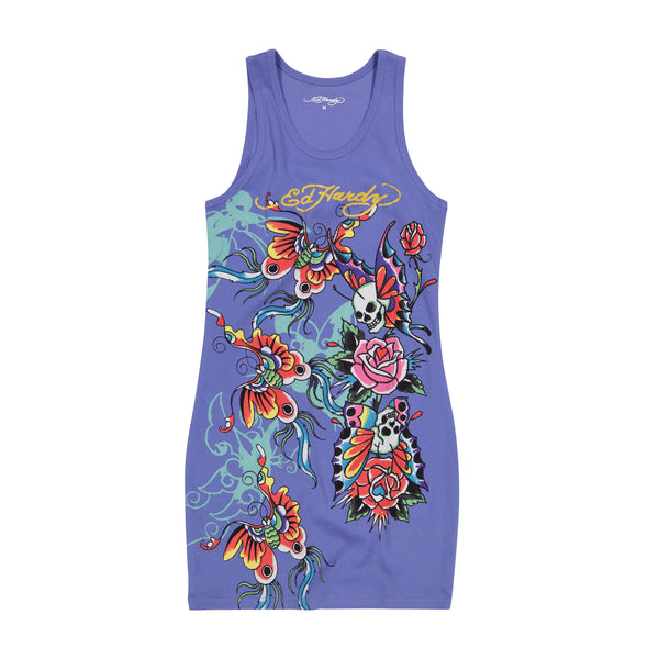 ed hardy Butterflies Rib Tank Dress