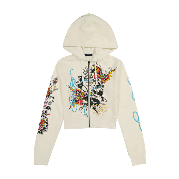 ed hardy Butterfly Cropped Hoodie