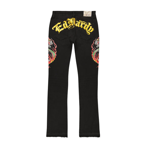 Ed Hardy Cobra Flame Stacked Boot Jean