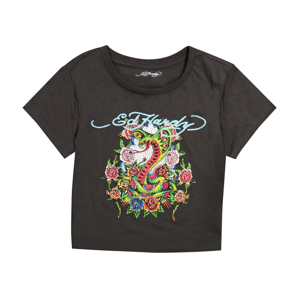 ed hardy Cobra Roses Baby Tee